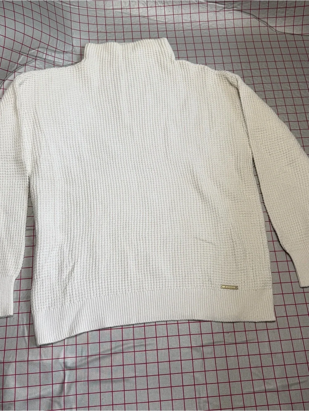 Michael Kors Cream Knit Sweater with Gold Logo Trim